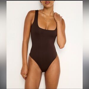 Good American | Scuba Knit Modern Square Neck Tank Bodysuit | Size 4